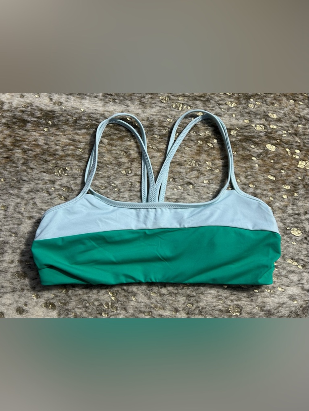 Athleta Green Chroma Cross Strap Bikini Swimsuit Top Small